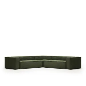 Blok 6 seater corner sofa in wide seam green corduroy, 320 x 320 cm by Kave Home, a Sofas for sale on Style Sourcebook