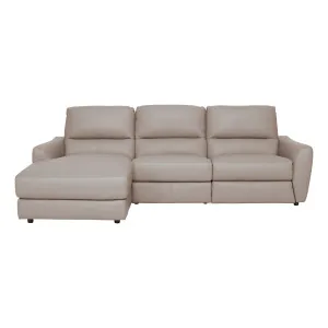 Portland 3 Seater Sofa + Chaise LHF in Leather Light Mocha by OzDesignFurniture, a Sofas for sale on Style Sourcebook