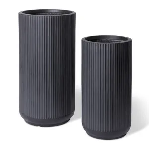 Tarian Tall Fibrestone Planter Set 2 - 33/41 x 33/41 x 63/78cm by Elme Living, a Baskets, Pots & Window Boxes for sale on Style Sourcebook