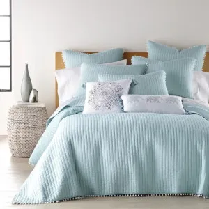 Jenny Mclean Clavo Pom Pom Light Blue Coverlet Set by null, a Quilt Covers for sale on Style Sourcebook