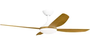 Calibo Vanga 52" DC Ceiling Fan with LED Light and Remote Control White and Teak by Calibo, a Ceiling Fans for sale on Style Sourcebook