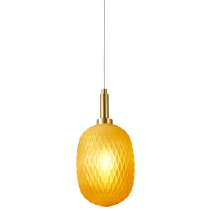 Calibo Lark Diamond Pattern 124mm Glass Pendant Amber by Calibo, a Pendant Lighting for sale on Style Sourcebook