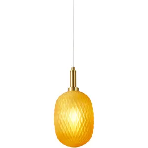 Calibo Lark Diamond Pattern 150mm Glass Pendant Amber by Calibo, a Pendant Lighting for sale on Style Sourcebook