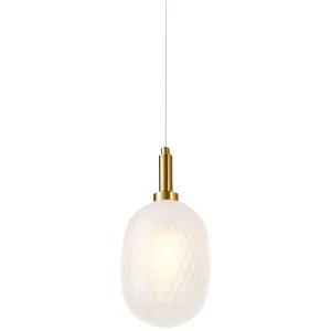 Calibo Lark Diamond Pattern 150mm Glass Pendant Opal by Calibo, a Pendant Lighting for sale on Style Sourcebook