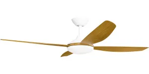 Calibo Vanga 56" DC Ceiling Fan with LED Light and Remote Control White and Teak by Calibo, a Ceiling Fans for sale on Style Sourcebook