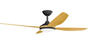 Calibo Vanga 56" DC Ceiling Fan with LED Light and Remote Control Black and Bamboo by Calibo, a Ceiling Fans for sale on Style Sourcebook