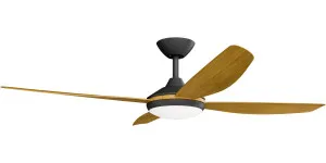 Calibo Vanga 56" DC Ceiling Fan with LED Light and Remote Control Black and Teak by Calibo, a Ceiling Fans for sale on Style Sourcebook