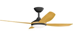 Calibo Vanga 48" DC Ceiling Fan with LED Light and Remote Control Black and Bamboo by Calibo, a Ceiling Fans for sale on Style Sourcebook