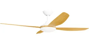 Calibo Vanga 56" DC Ceiling Fan with LED Light and Remote Control White and Bamboo by Calibo, a Ceiling Fans for sale on Style Sourcebook