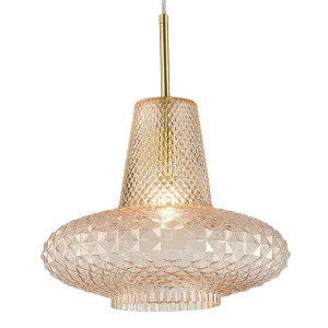 Calibo Sculpt Faceted Cut Glass 1 Light Pendant Gold and Amber by Calibo, a Pendant Lighting for sale on Style Sourcebook