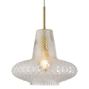 Calibo Sculpt Faceted Cut Glass 1 Light Pendant Gold and Clear by Calibo, a Pendant Lighting for sale on Style Sourcebook