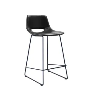 Black synthetic leather Zahara barstool height 65 cm by Kave Home, a Bar Stools for sale on Style Sourcebook