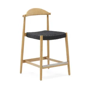 Nina Stool made of solid acacia wood with natural finish and black rope, height 62 cm by Kave Home, a Tables for sale on Style Sourcebook