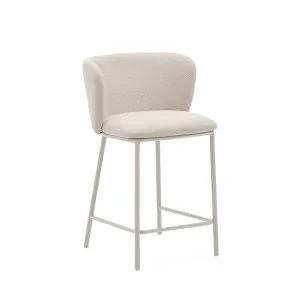 Ciselia stool in beige chenille and beige steel, height 65 cm, FSC Mix Credit by Kave Home, a Bar Stools for sale on Style Sourcebook