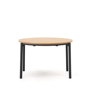 Montuiri extendable round table in oak veneer and steel legs with black finish, Ø 120 (200) cm by Kave Home, a Dining Tables for sale on Style Sourcebook