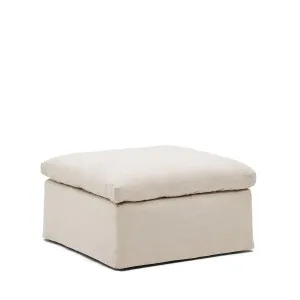 Zenira footrest with removable cover and beige cotton and linen cushion, 90 x 90 cm by Kave Home, a Stools for sale on Style Sourcebook