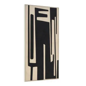 Salmi abstract painting in beige and black linen 210 x 110 cm by Kave Home, a Painted Canvases for sale on Style Sourcebook