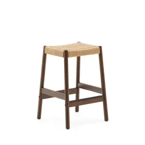 Yalia stool in solid oak wood in a walnut finish and rope cord, height 65 cm FSC 100% by Kave Home, a Bar Stools for sale on Style Sourcebook