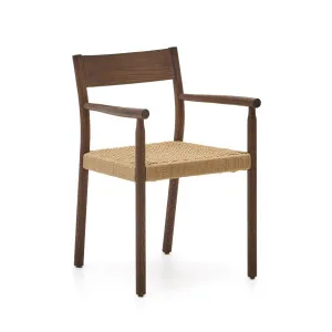 Yalia chair in solid oak with walnut finish and rope seat FSC 100% by Kave Home, a Dining Chairs for sale on Style Sourcebook