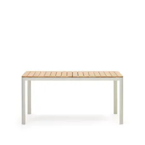 Bona aluminium and solid teak table, 100% outdoor suitable with white finish, 160 x 90 cm by Kave Home, a Tables for sale on Style Sourcebook