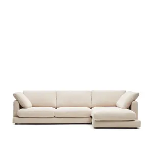 Gala 4 seater sofa with right side chaise longue in beige, 300 cm by Kave Home, a Sofas for sale on Style Sourcebook