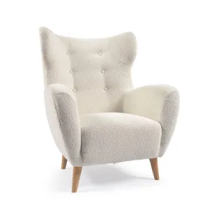 Patio armchair in white bouclé with solid, beech wood legs by Kave Home, a Chairs for sale on Style Sourcebook