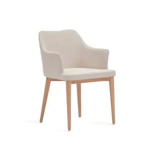 Croft chair in beige chenille with solid ash wood legs by Kave Home, a Dining Chairs for sale on Style Sourcebook