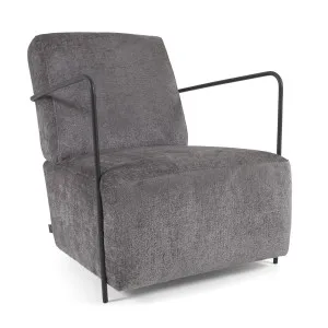 Gamer armchair in grey chenille and metal with black finish by Kave Home, a Chairs for sale on Style Sourcebook