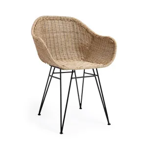 Chart outdoor chair in synthetic rattan, with galvanised steel legs in a black finish by Kave Home, a Outdoor Chairs for sale on Style Sourcebook