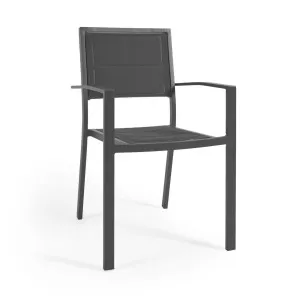 Sirley stackable outdoor chair in black aluminium and texteline by Kave Home, a Outdoor Chairs for sale on Style Sourcebook