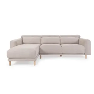 Singa 3 seater sofa with left-hand chaise longue, reclining headrest and extendable seat in beige 296 cm by Kave Home, a Sofas for sale on Style Sourcebook