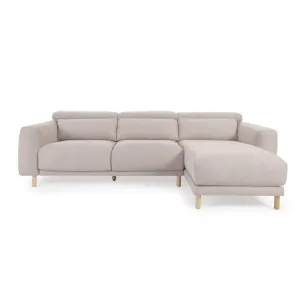 Singa 3 seater sofa with right-hand chaise longue, reclining headrest and extendable seat in beige 296 cm by Kave Home, a Sofas for sale on Style Sourcebook