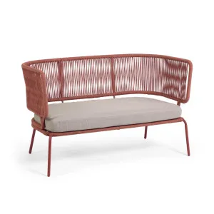 Nadin 2 seater sofa in terracotta cord with galvanised steel legs, 135 cm by Kave Home, a Outdoor Sofas for sale on Style Sourcebook