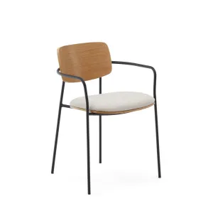 Maureen stackable chair with oak veneer in natural finish and metal legs in black finish. by Kave Home, a Dining Chairs for sale on Style Sourcebook