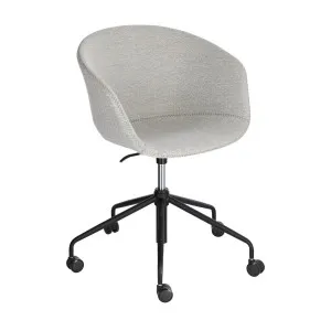 Yvette light grey office chair with steel legs in a black finish by Kave Home, a Chairs for sale on Style Sourcebook