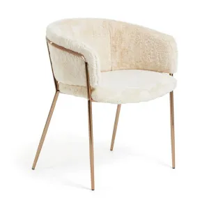 Runnie white chair with steel legs in a copper finish by Kave Home, a Dining Chairs for sale on Style Sourcebook