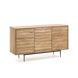 Delsie solid acacia wood 3 door sideboard with black finish steel, 147 x 81 cm by Kave Home, a Sideboards, Buffets & Trolleys for sale on Style Sourcebook