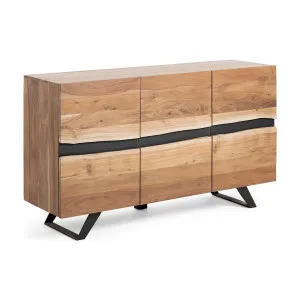 Uxia solid acacia wood sideboard with 3 doors and black finish steel, 148 x 85 cm by Kave Home, a Sideboards, Buffets & Trolleys for sale on Style Sourcebook