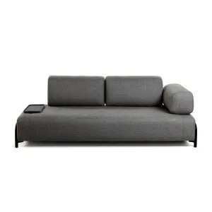 Compo 3 seater sofa with small tray in dark grey, 232 cm by Kave Home, a Sofas for sale on Style Sourcebook