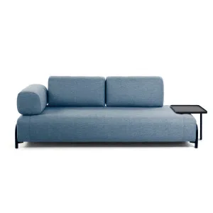 Compo 3 seater sofa with large tray in blue, 252 cm by Kave Home, a Sofas for sale on Style Sourcebook