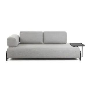 Compo 3 seater sofa with large tray in light grey, 252 cm by Kave Home, a Sofas for sale on Style Sourcebook