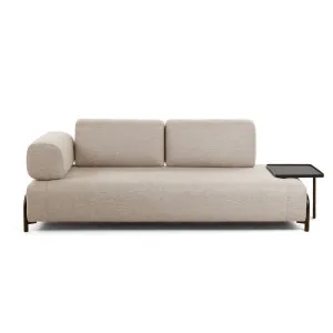 Compo 3 seater sofa with large tray in beige, 252 cm by Kave Home, a Sofas for sale on Style Sourcebook