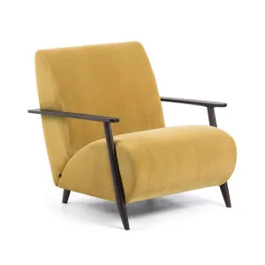 Meghan armchair in mustard corduroy with solid ash legs with wenge finish by Kave Home, a Chairs for sale on Style Sourcebook