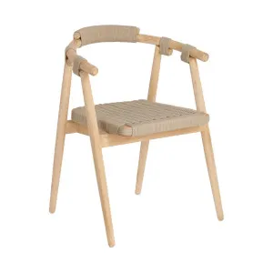 Majela stackable chair in solid eucalyptus with oak-effect finish and beige rope FSC 100% by Kave Home, a Outdoor Chairs for sale on Style Sourcebook