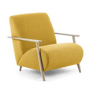 Meghan armchair in mustard with solid ash legs with natural finish by Kave Home, a Chairs for sale on Style Sourcebook