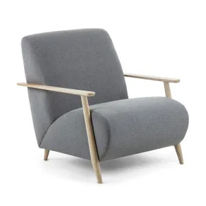 Meghan armchair in grey with solid ash legs with natural finish by Kave Home, a Chairs for sale on Style Sourcebook