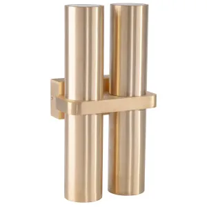 Havit Luz Double Up/Down LED Wall Pillar Light Brass by Havit, a Outdoor Lighting for sale on Style Sourcebook