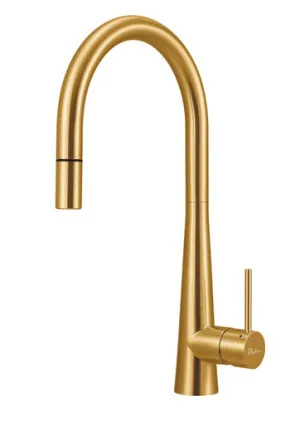 Essente Gooseneck Pull-Out Mixer | Made From Stainless Steel In Gold By Oliveri by Oliveri, a Kitchen Taps & Mixers for sale on Style Sourcebook