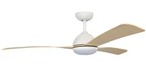 Claro Groove 52'' DC Ceiling Fan with CCT LED Light and Remote White and Light Timber by Claro, a Ceiling Fans for sale on Style Sourcebook