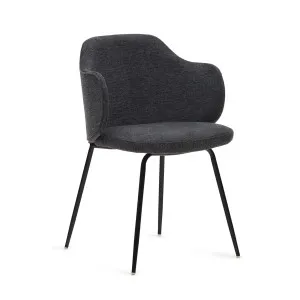 Yunia chair in dark grey with steel legs in a painted black finish by Kave Home, a Dining Chairs for sale on Style Sourcebook